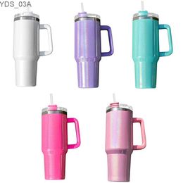 Water Bottles 40oz Tumbler with Handle Straw Cup Stainless Steel Mug Coffee Cup Thermal Travel Car Auto Mugs Thermos Drinkware Water Bottle YQ240221