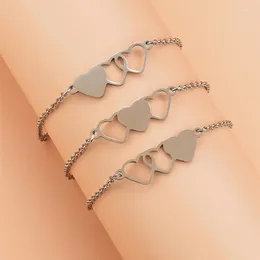 Charm Bracelets 3 Pieces Set Matching Heart-shaped Card For Friend Couple Family Women Mens Teen Friendship Jewellery