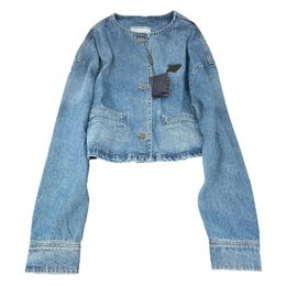 Women Denim Jacket Metal Badge Designer Jackets Spring Summer Light Jacket Vintage Style Luxury Coat