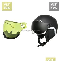 Ski Helmets Enzodate Snow Helmet With Integrated Goggles Shield 2 In 1 Snowboard And Detachable Mask Extra-Cost Night Vision Lens Dr Dhblx