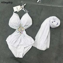 Women's Swimwear Bikini Set Womens Hanger Design Sexy Mesh Swimwear Summer Beach Style Holiday Elegant Womens Ultra Thin Backless Fashion Swimwear J240221