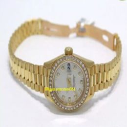 brand watch Sapphire 26mm women's Watches Gold President Diamond Bezel Stainless Automatic woman watch326h
