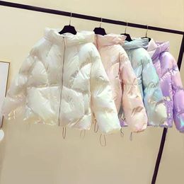 Women's Trench Coats 2024 Winter Bright Color Down Jacket Women White Zippers Loose Velvet Parkas Coat Female Solid Thickening Warm Cotton