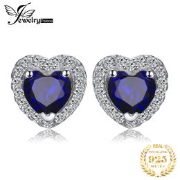Earrings JewelryPalace Love Heart 1.2ct Created Blue Sapphire 925 Sterling Silver Stud Earrings for Women Gemstone Fine Jewellery Gift
