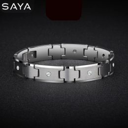 Bracelets Men Tungsten Bracelet, Carbide Chain Jewelry Inlay CZ Stones 10mm Width 20 cm Length, Free Shipping, Customized
