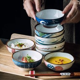 Bowls 4.5in Japanese Rice Bowl Retro Ceramic Soup Tableware Kitchen Dinnerware Household Restaurant