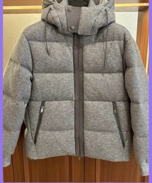 Men Downs Autumn and Winter White Goose Down Cold and Warm Hooded Cashmere Coat zeg