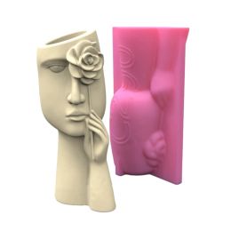 Equipments Flowerpot Silicone Mould Concrete Moulds Art Human Face Shaped Flowerpots Moulds Cements Mould Silicone Material for DIY