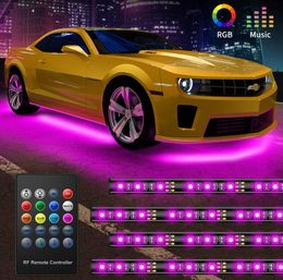 Car Underglow Lights 4 Pcs Led Strip Car Lights 8 Colour Neon Accent Lights Strip Sync to Music Wireless Remote Control 5050 RG9796926