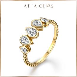 Rings ATTAGEMS Pear Cut 5*3mm D Colour Real Moissanite Ring for Women Solid 10K 14K 18K Gold Engagement Wedding GRC Certificate Travel