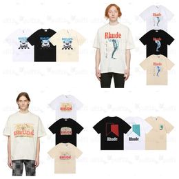 Designer mens t shirt rhude t shirt Fashion Clothing Tees Hip hop TShirts Rhude Summer New Mens American Oversize Coconut Racing Letter Print Round Neck T-shirt