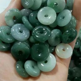 Pendants 5PC Natural Jade Emerald 18mm Emerald Donut Pendant Safety Bead Accessories DIY Bangle Jewellery HandCarved Luck Amulet