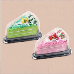 Baking Pastry Tools Cake Slice Container Cheesecake Pie Sandwich Containers Pies Holder Clear Plastic Triangle Dessert Box Tx0066 D Dhqnj