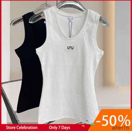 Women tank LOWE clothes knits Top Designer Embroidery Knitted Vest Sleeveless Breathable Sport Cotton The same model for Internet celebrities