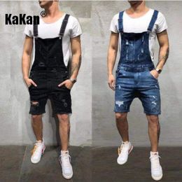 Kakan - European and American Strap Tear Denim Shorts Mens Wear Youth Weary Strap Short Jumpsuit K34-402 240220
