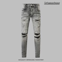 AMlRl jeans designer jeans high street fashion jeans trendy ripped panels stretch slim fit jeans y2k jeans skinny jeans pantalones drip jeans