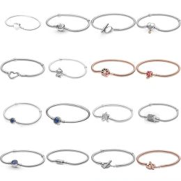 Bangles Authentic 925 Sterling Silver Moments Heart Closure Snake Chain Bracelet Bangle Fit Women Bead Charm Diy Fashion Jewellery