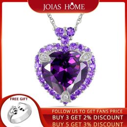 Pendants JoiasHome925 Silver Necklace Pendant European and American Luxury Amethyst Love Pendant Necklace Valentine's Day Gift