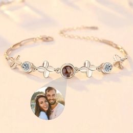 Bracelets Customised Photo Bracelets Projection Bracelet Four Leaf Clover Personalised Bangles For Her Custom Bracelet For Women