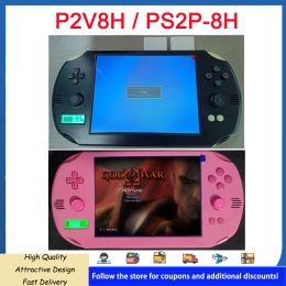 Consoles DIY 64GB Game Console P2V8H / PS2P8H Modified by PS2 Motherboard 8inch IPS Screen PS1 PS2 Games Double Joysticks AV Out to TV