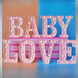 Night Lights Pink Letter Light Romantic Confession Decorative Lamp Happy Birthday Party Proposal Decoration English Number Gift