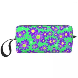 Cosmetic Bags Light Green Chrysanthemum Flower Large Makeup Bag Zipper Pouch Travel Portable Toiletry For Unisex