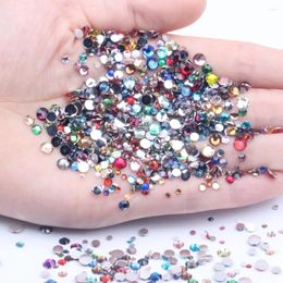 Nail Art Decorations Mixed Colours Non Fix Resin Rhinestones 2-6mm And Sizes Round Flatback Glue On Stones DIY Nails Garment Supplies