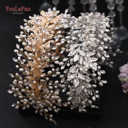 Accessories Youlapan Hp322 Golden Bridal Tiara and Crown Wedding Headband Hair Jewelry Women Hair Accesories Rhinestone Bridal Headwear