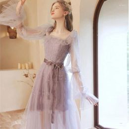 Ethnic Clothing French Purple Mesh Dress Sexy Gentle Temperament Vestidos Wedding Evening Party Gown Elegant Novelty Qipao 2024 Dresses