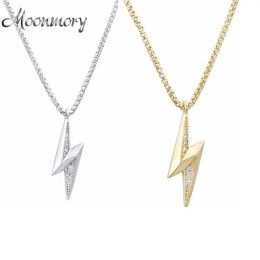Pendants Moonmory 925 Sterling Silver Lightning Pendant Necklace For Women With Bone Box Chain Silver Party Luxury Jewel 2021 New Design
