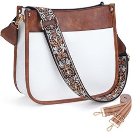 printed wide strap PU shoulder bags solid color causal double strap ladies white crossbody purse designer bags large multifunction brown hobo bag