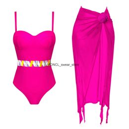 Women's Swimwear 2024 Underwire One Piece Swimsuit and Skirt Women Push Up Bodysuit Monokini High Leg Swim Suit Bathing BeachwearH24221