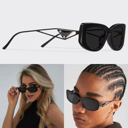 Women Fashion Sunglasses with Triangle Logo New Acetate Fibre Rectangular Black Frame Metal Legs Modern Fashion Sunglasses SPR14Y