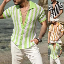 Men's Sweaters Spring And Summer Fashion Casual Button Down Knit Cardigan Short Sleeved Shirt Tops Tee Blouse