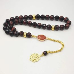 Bracelets Natural Red Tiger Eye stone tasbih allah 33 45 66 99 prayer beads islamic prayer 2019New style Muslim beautiful gift bracelets