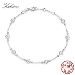 Bangles Kaletine Women Bracelet 925 Sterling Silver Clear CZ Custom Bracelets for Women White Gold Colour Charm Pride Jewellery KLTB096