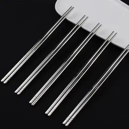 Chopsticks 5Pairs 304 Stainless Steel Six-Ring Natural Colour Anti-Scalding Non-Slip El Restaurant Laser Household