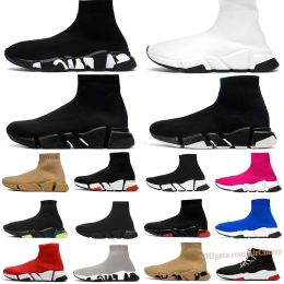 Üst tasarımcı çorap ayakkabıları erkekler kadınlar grafiti beyaz siyah kırmızı bej pembe açık sole dantel-up neon lüks çorap hız koşucu eğitmenler düz platform spor ayakkabılar rahat ayakkabılar