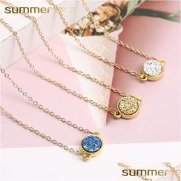 Chain New Arrival Handmade Resin Druzy Charm Bracelet For Women Bohemia Natural Stone With Card Fashion Friendship Jewellery Dhgarden Dh4Lx