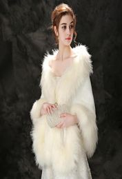 Jane Vini BeigeRed Faux Fox Fur Wraps For Wedding Bolero Jackets Evening Dresses Cape Stoles Coat Bride Fur Shrug Shawl 2018 Wint96040757