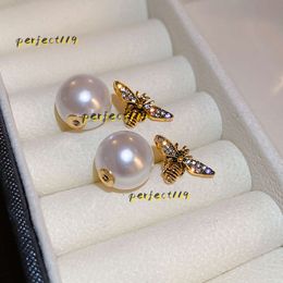 Stud Fashion Designer Cute Pearl Bee Stud Luxury Orecchini Earring Vintage Bee Earring For Gift Party Fashion Jewellery Perfect Gift 2024 Surprise Earrings Stores