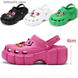 Slippers Summer Women Slippers 6cm Platform Sandals Outdoor Clogs Street Beach Slippers Massage Indoor Home Bathroom Slides Flip Flops 43 Q240221