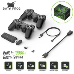 Consoles DATA FROG Y3 Lite 10000 Game 4K Video TV Game Stick For PS1/SNES/SEGA Wireless Controller Support 9 Emulator Retro Console 2023