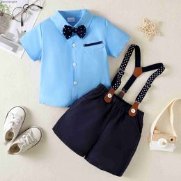 Clothing Sets 2pcs Baby Boys Clothing Casual Cute Short Sleeve Bowtie Shirt Suspender Shorts Set Clothes Spring And Summer For Baby Boy