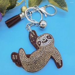 Keychains Creative Cartoon Sloth With Full Crystal Rhinestone Keyrings Key Chains Rings Holder Purse Bag For Car Lovely