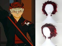 RWBY Adam Taurus men039s short straight black red hair anime cosplay costume wig7274049