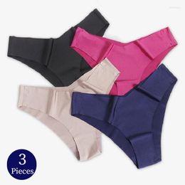 Women's Panties TrowBridge 3PCS/Set Silk Satin Seamless Underwear Soft Skin-Friendly Lingerie Sexy Sport Cosy Briefs V-Cut Panty