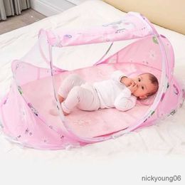 Crib Netting Foldable Baby Infant Crib Cradle Anti-Bug Tent Net with Mattress Pillow Portable Nursery Bed Crib Canopy Travel Beach Park Play