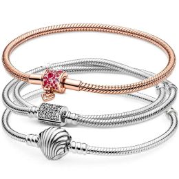 Bangles Sparkling Freehand Heart Double Wrap Barrel Seashell Clasp Bracelet Fit 925 Sterling Silver Charm Bangle Europe Diy Jewellery