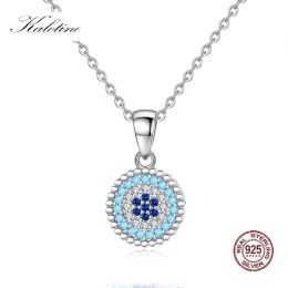 Pendants Kaletine Shinee Kpop Blue Stone Evil Eye 925 sterling silver Necklace Women Charm Round CZ Pendant Exo Accessories 2019 Fashion